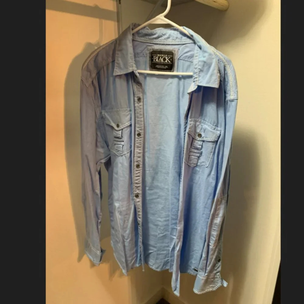 Buckle Black blue button-up shirt